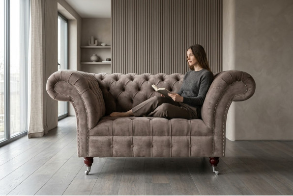 Chesterfield Sessel Fernseh Couch 1 Sitzer Sofa Stoff Polster Neu Textil Couchen
