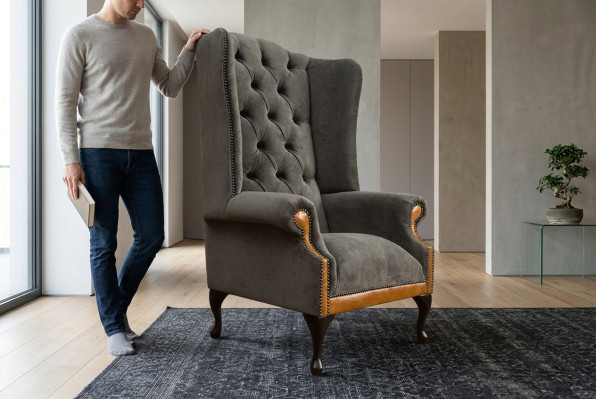Chesterfield Samt Sessel Sofa Polster Sofas Design Luxus Couch Relax Fernseh Neu