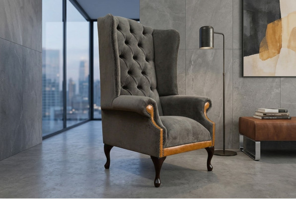 Chesterfield Samt Sessel Sofa Polster Sofas Design Luxus Couch Relax Fernseh Neu