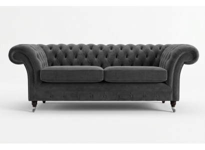 Chesterfield Couch 3 Sitzer Polster Sitz Textil Stoff Leder Couchen Sofas Sofa