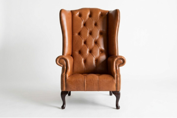 Chesterfield Sessel Ohrensessel Sofa Textil Stoff Couchen Polster Braun Lounge