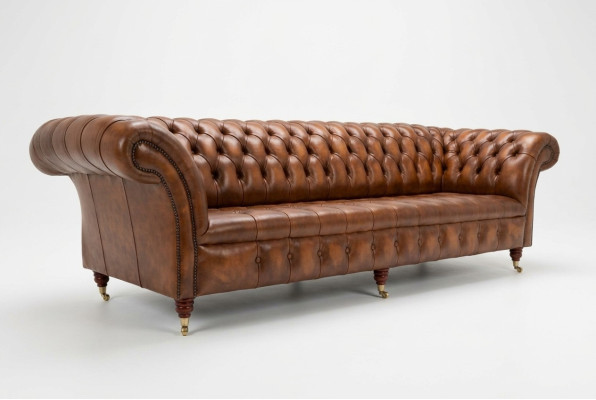 Chesterfield 4 Sitzer Polster Couch Modern Stil Leder Stoff Sofa Couchen Leder