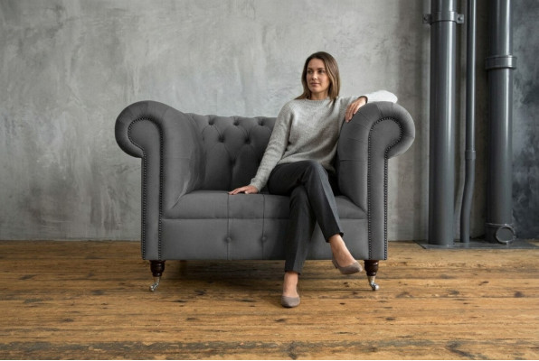 Sessel 1 Sitzer Chesterfield Textil Polster Sofas Design Luxus Couch Sofa Stoff