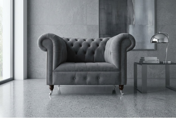 Sessel 1 Sitzer Chesterfield Textil Polster Sofas Design Luxus Couch Sofa Stoff