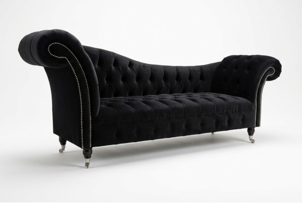 Chesterfield Dreisitzer Couch Polster Design Sofa 3er Sitz Sofas Zimmer Schwarz