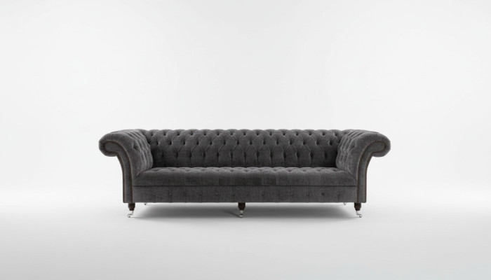 Designer Chesterfield Graue Luxus Couch Sofa 4 Sitzer Stoff Sofa