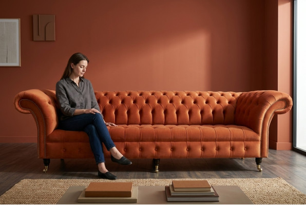 Sofa Polster Chesterfield Textil Sofas Design Luxus Ledersofas 4 Sitzer 265cm