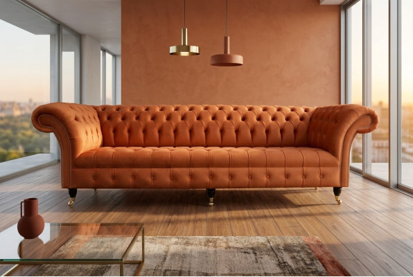 Sofa Polster Chesterfield Textil Sofas Design Luxus Ledersofas 4 Sitzer 265cm