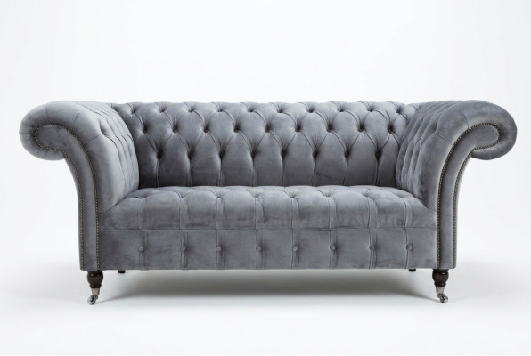 Klassische Chesterfield Zweisitzer Sofa Sofas Couch Ledersofa Couchen Stoff Neu