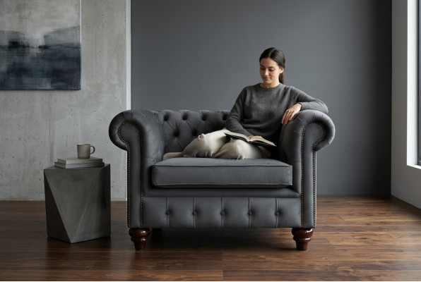 Chesterfield Design Sessel Couch Polster Luxus Textil Couchen 1 Sitzer Einsitzer
