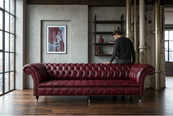 Chesterfield Design Sofa 4 Sitzer Couch Polster Luxus Klassische Textil Sofas