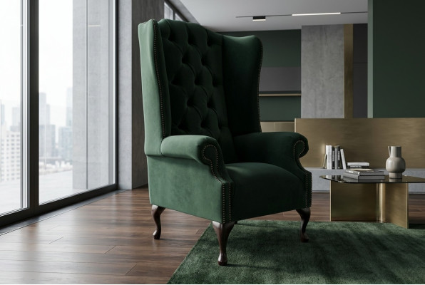 Chesterfield Ohrensessel Sessel 1 Sitzer Polster Couch Sofa Relax Fernseh Stoff