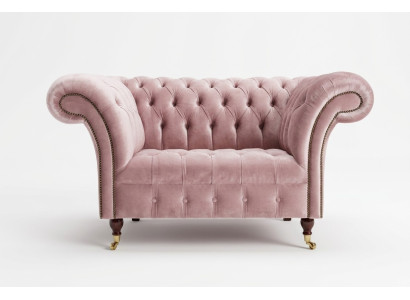Sessel Polster Möbel Chesterfield Rosa Couch Textil Leder Stoff Sofa Einsitzer