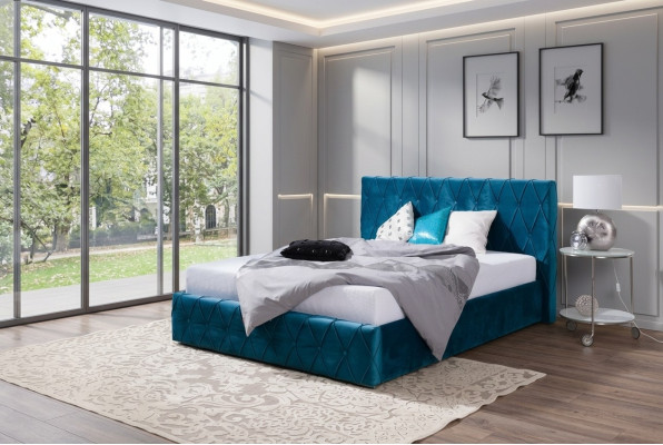 Klassisches Samt Velvet Doppel Design Bett Luxus Design Betten Doppel Türkis Neu