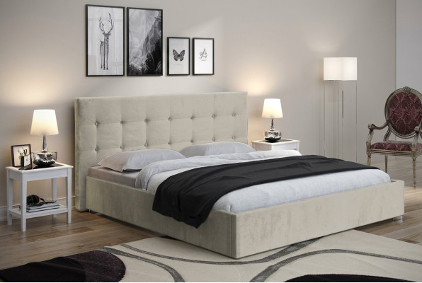 Beige 160x200 Bett Schlafzimmer Betten Textil Leder Hotel Luxus Polster Big Neu