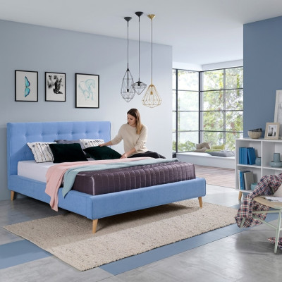 Hotel Chesterfield Luxus Bett Blau Schlafzimmer Englische Betten 180 x 200cm Neu