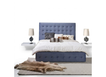 Klassisches Bettgestell Blaues Polster Bett Design Hotel Gestelle Textil Doppel