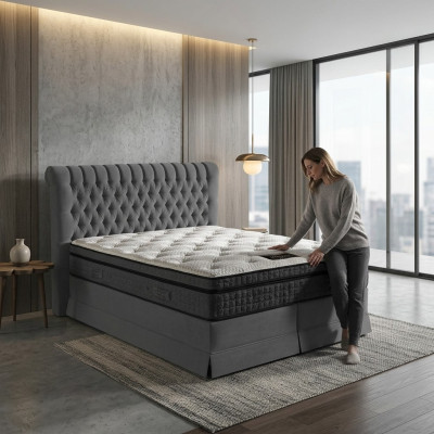 Doppelbett Samt Betten Polster Schlafzimmer Ehe Boxspringbett