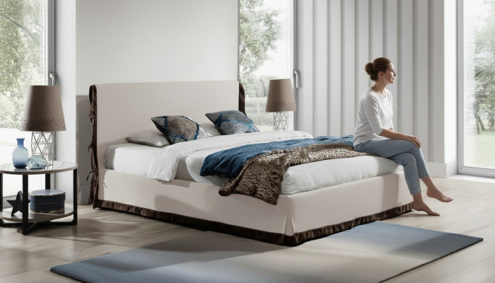 Polsterbett Betten Bett Polster Leder Designer Hotel Doppel Luxus Landhaus Neu