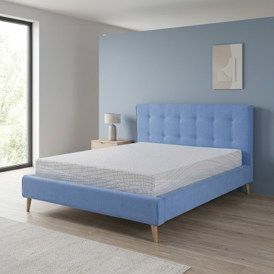 Chesterfield Samt Velvet Doppel Design Bett Luxus Design Betten Doppel Blau Neu