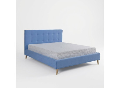 Chesterfield Samt Velvet Doppel Design Bett Luxus Design Betten Doppel Blau Neu