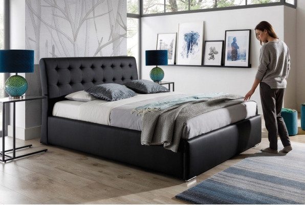 Klassisches Luxus Betten Polster Leder Textil Hochwertiges Schlafzimmer Bett Neu