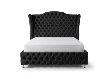 Schwarzes Bett Chesterfield Polster Doppelbett Luxus Schlafzimmer Design Betten