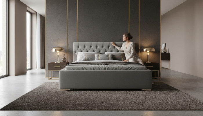 Chesterfield Textil Bett Polster Design 140x200 Doppelbett Betten Bettgestell