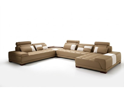 Ledersofa mit USB Sofa Polster Sitz Ecke Wohnlandschaft Couch Eckgarnitur PH376