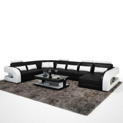 Big Wohnlandschaft Sofa mit USB Couch Polster Eck Leder Sofa Garnitur Couchen !!
