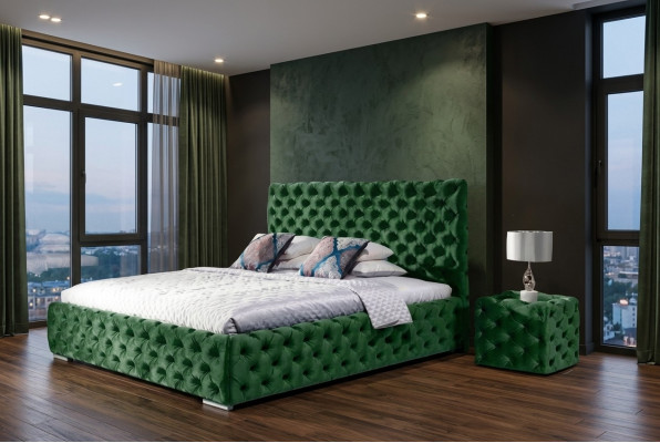 Bett Schlafzimmer Set Design Möbel Modern Luxus Betten Chesterfield Grün 140x200