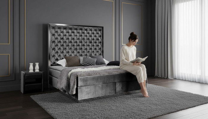 Boxspringbett Stoff Möbel Betten Bett Textil Schlafzimmer Design Chesterfield