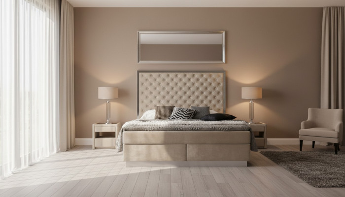 Komplettes Bett Boxspring Betten Luxus Design Schlafzimmer Möbel Edelstahl