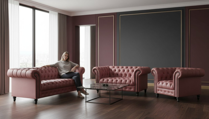 Wohnzimmer Chesterfield Design Sofagarnitur Möbel Couch 321 Sitzer Couchen Sofas