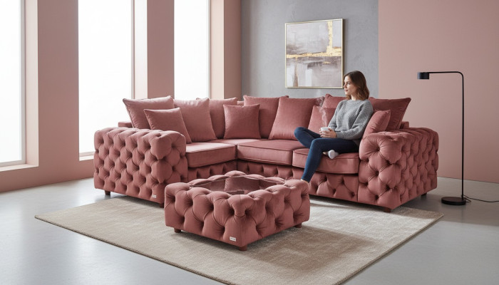 Ecksofa Sofa Couch Polster Eckgarnitur L Form Couchtisch Textil Wohnlandschaft