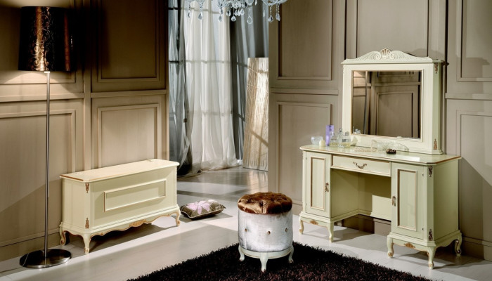 Schminktisch Italienische Stil Möbel Sideboard Schlafzimmer Barock Rokoko Hocker Neu