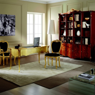 Designer Möbel 2x Stuhl Gold Wohnzimmer Holz Stühle Italienische Luxus Möbel Neu