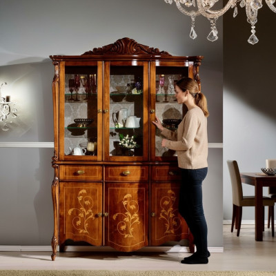 Möbel Luxus Holz Stil Schrank Anrichte Vitrinenschrank Design Italienische Möbel Neu