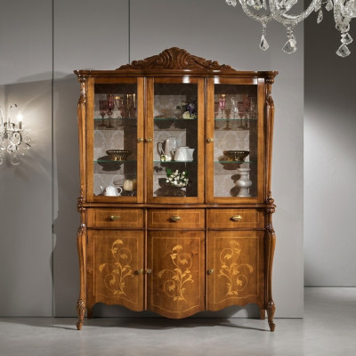 Möbel Luxus Holz Stil Schrank Anrichte Vitrinenschrank Design Italienische Möbel Neu