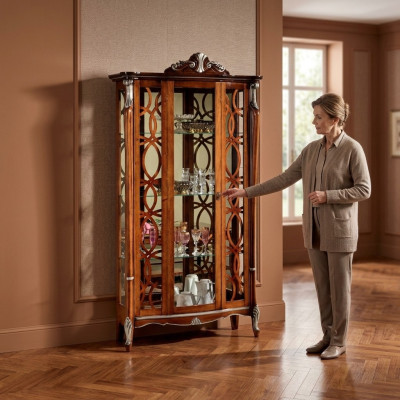 Italienische Möbel Luxus Design Holz Klassische Barock Regal Glasschrank Virtrinen
