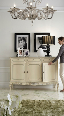 Design Möbel Stil Klassischer Kommode Weiss Sideboard Holz Italienische