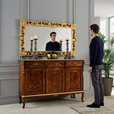 Design Möbel Stil Barock 2tlg Kommode Spiegel Holz Italienischer Stil Designer