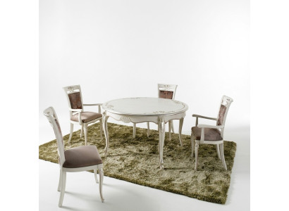 Italienische Möbel Esstisch 4x Stühle Holz Tisch Essgarnitur Klassisches Design