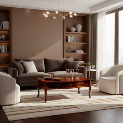 Holz Italienische Möbel Barock Stil Braun Couchtisch Wohnzimmer Tisch Neu