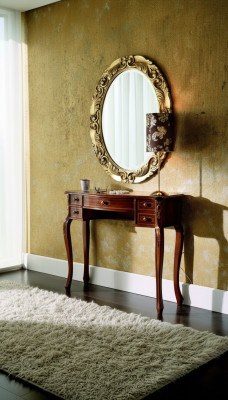 Italienische Möbel 2tlg Garnitur Sekretaer mit Spiege Holz Echtholz Barock Stil