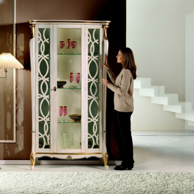 Klassische Möbel Holz Design Vitrine Stil Regal Schrank Schränke Italienische Möbel Neu