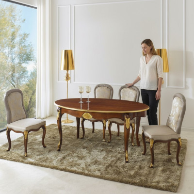 Ovaler Tisch Italienische Möbel Luxus Esstisch Esszimmer Holz Klassischer Stil