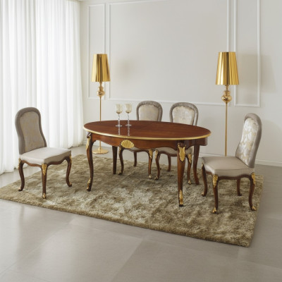 Ovaler Tisch Italienische Möbel Luxus Esstisch Esszimmer Holz Klassischer Stil