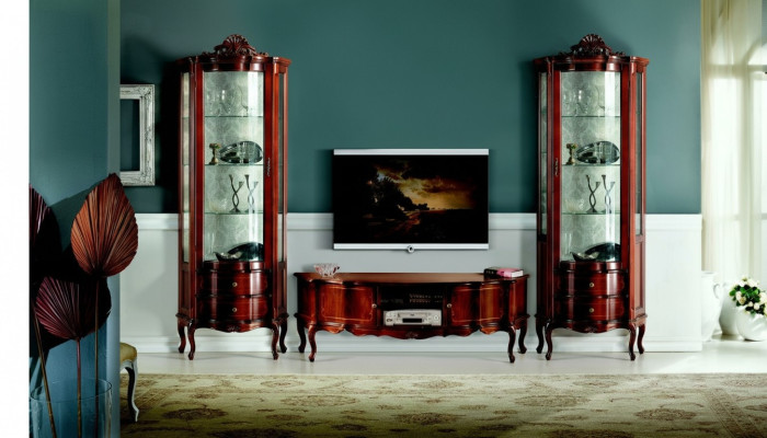 Design Italienische Luxus Stil Wohnzimmer Möbel Vitrine Schrank Barock Rokoko Stil Set
