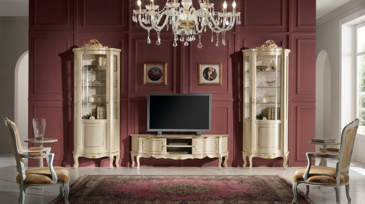 Design Set Garnitur 3tlg rtv mit 2x Vitrine Italienische Luxus Möbel Barock Stil
